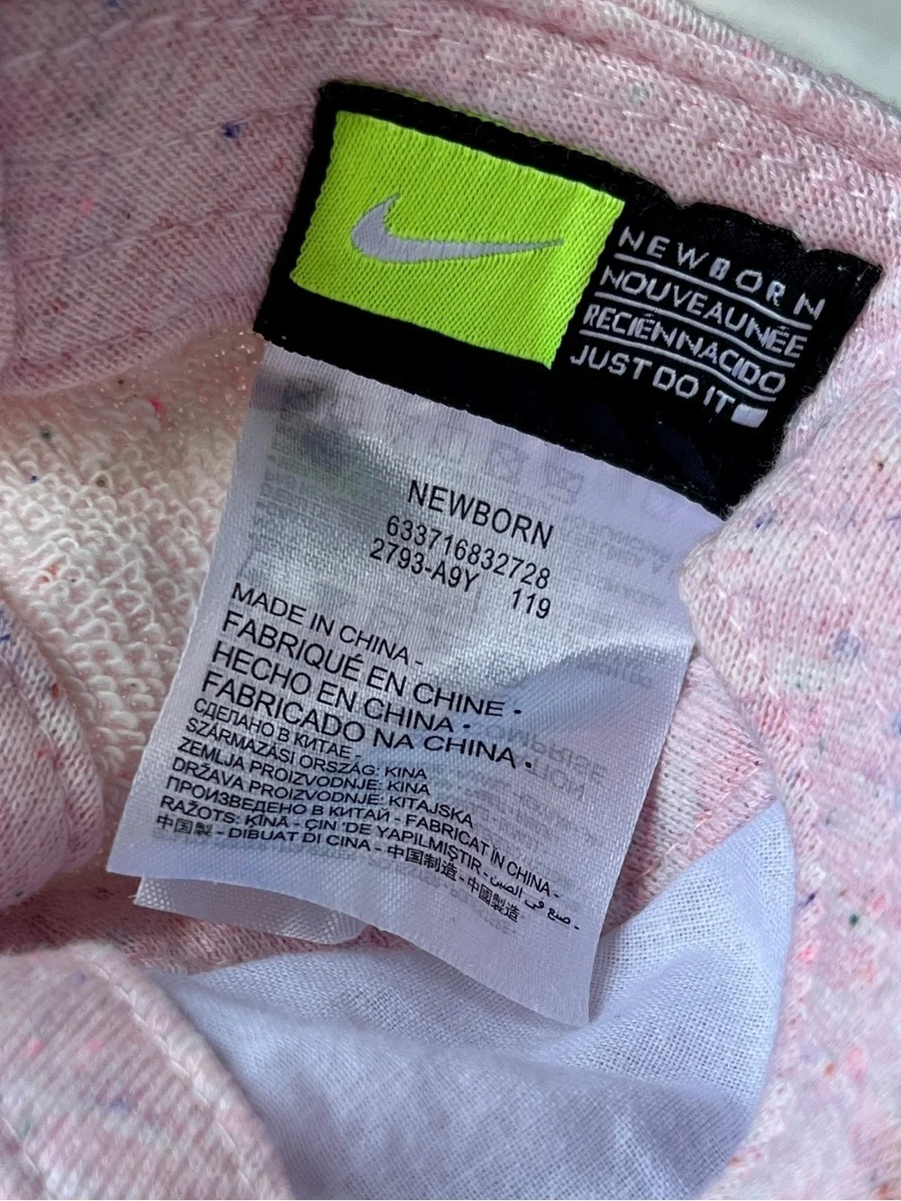 Nike Baby French Terry Knit Cotton Cap in “Speckled Pink Foam”